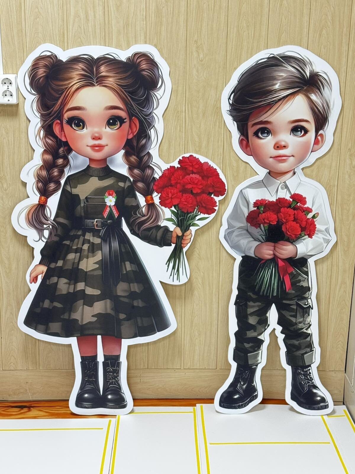 5011 Мальчик и девочка с гвоздиками, мы помним, для сада, для школы, ВОВ