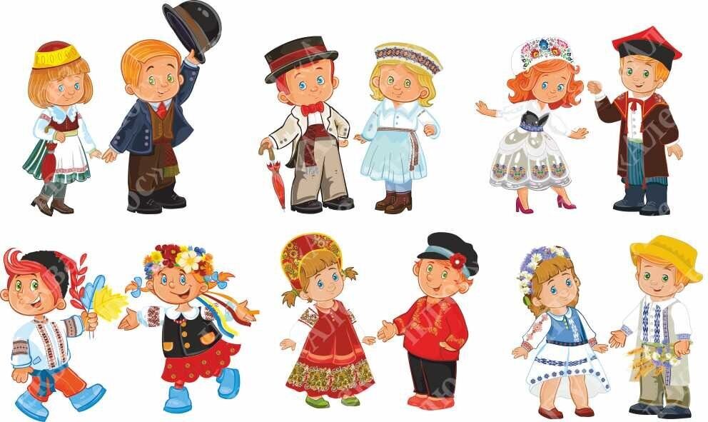1806 Детки в национальных костюмах, страны вокруг Беларуси
